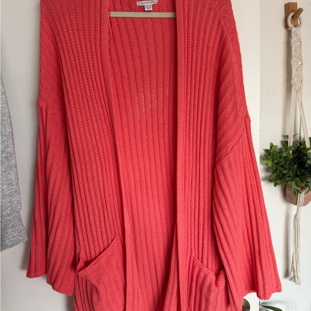 American Eagle Outfitters Pink Chunky Knit Cardigan Sweater